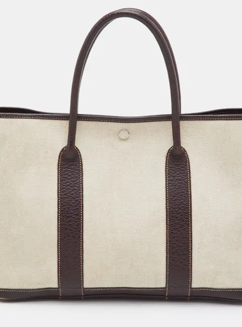 Herm&egrave;s Garden Party 36 Natural/Chocolat Toile Canvas and Negonda Leather Bag