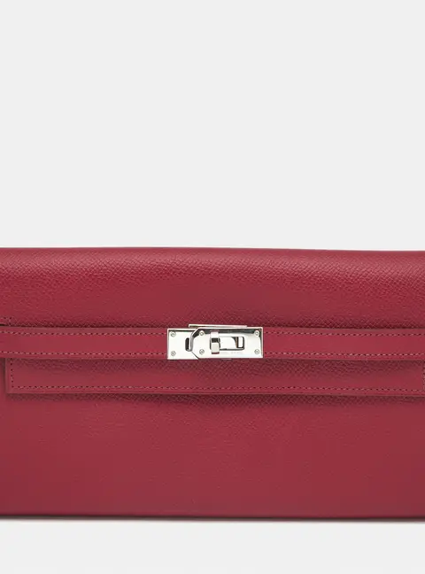 Hermes Kelly Longue Rouge Grenat Epsom Leather Continental Wallet