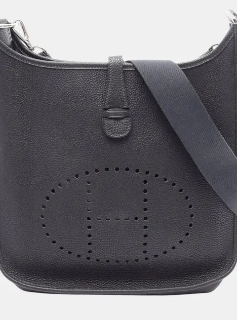 Hermes Evelyne III PM Black Clemence Leather Shoulder Bag