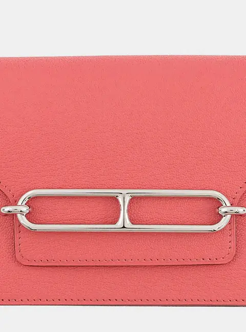 Hermes Roulis Slim Rose Texas Chevre Mysore Goatskin Wallet Bag