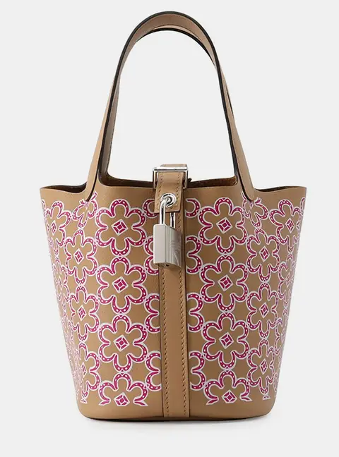 Hermes Picotin Lock Micro Chai Rose White Swift Leather Top Handle Bag