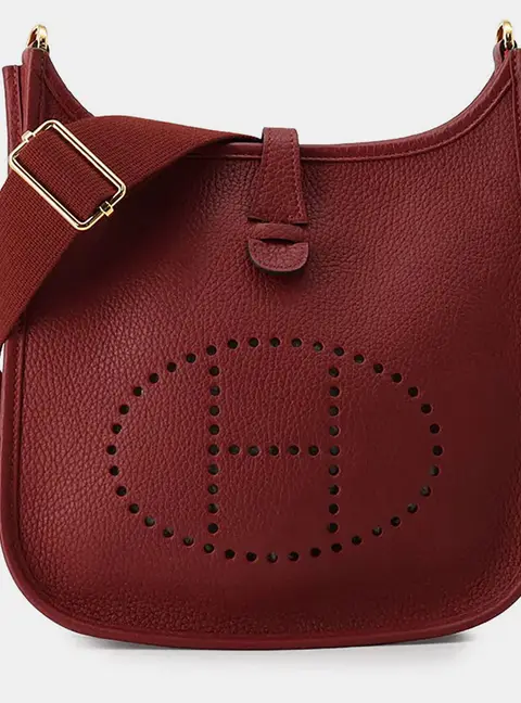 Hermes Evelyne 23 Rouge H Taurillon Clemence Leather Crossbody Bag