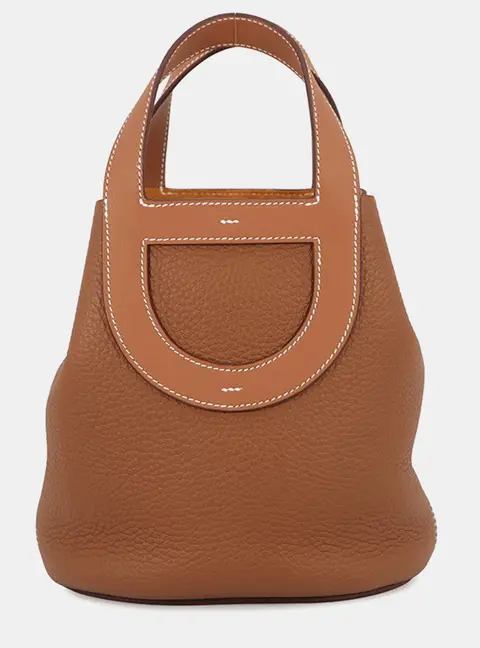 Hermes In The Loop 18 Gold Taurillon Clemence Leather Top Handle Bag