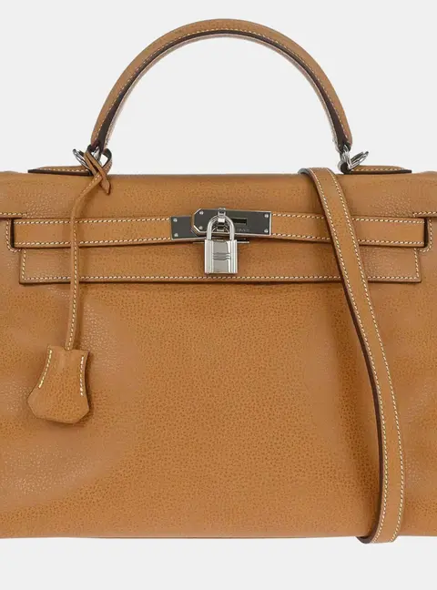 Hermes Kelly 32 Natural Vache Liegee Leather Retourne Top Handle Bag