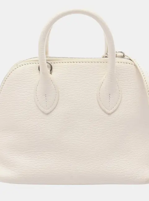 Hermes Bolide 1923 Mini White Chevre Mysore Goatskin Leather Top Handle Bag
