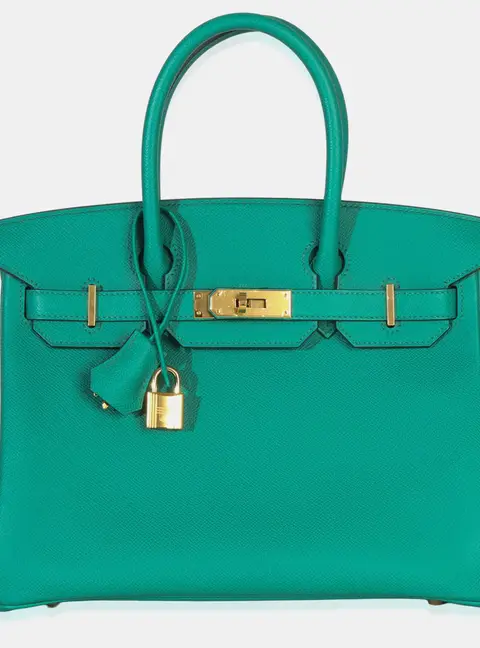 Hermes Birkin 30 Vert Jade Epsom Calfskin Leather Top Handle Bag