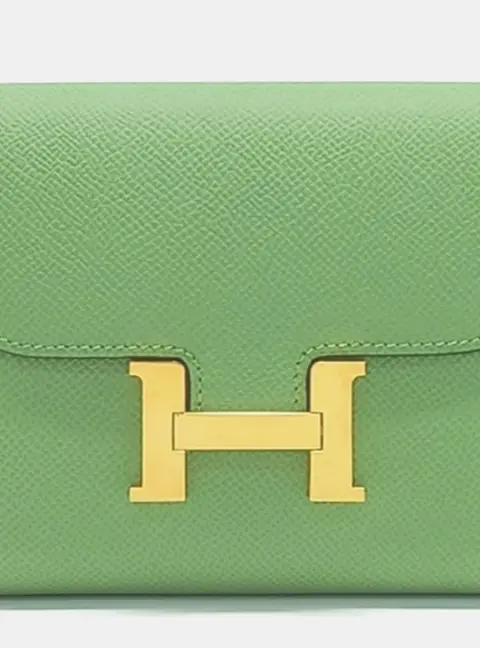 Hermes Constance Slim Vert Criquet Epsom Leather Wallet