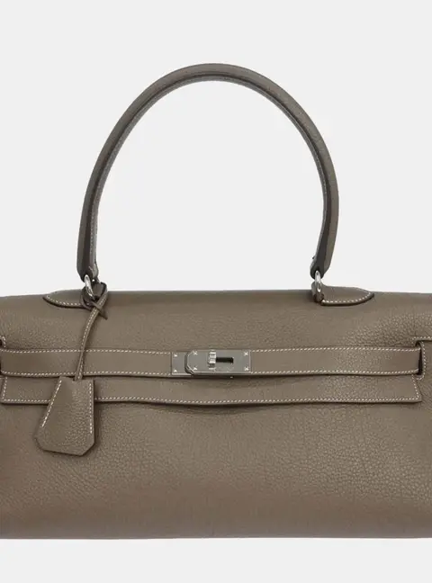 Hermes Shoulder Kelly 42 Etoupe Clemence Leather Shoulder Bag
