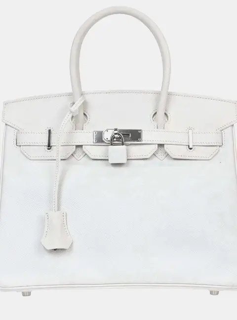 Hermes Birkin 30 White Epsom Calfskin Leather Top Handle Bag