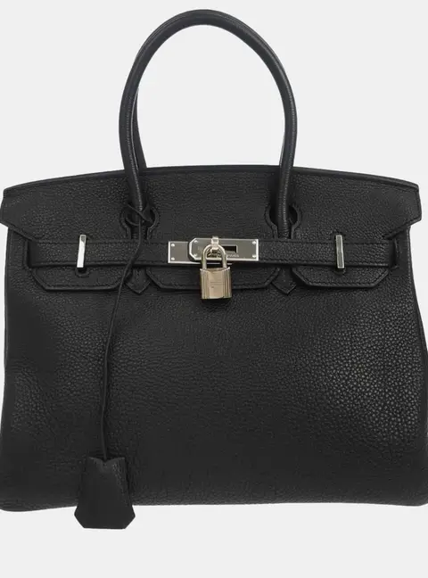 Hermes Birkin 30 Black Togo Calfskin Leather Top Handle Bag