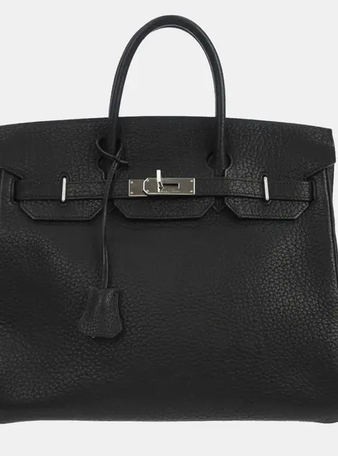 Hermes Haut a Courroies 32 Black Fjord Leather Top Handle Bag