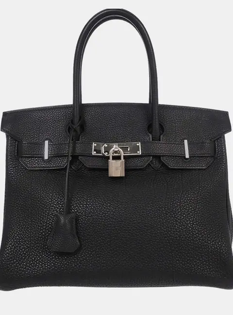 Hermes Birkin 30 Black Togo Calfskin Leather Top Handle Bag