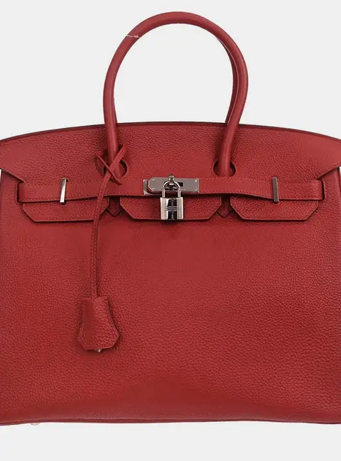 Hermes Birkin 35 Rouge Casaque Togo Calfskin Leather Top Handle Bag