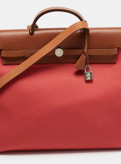 Herm&egrave;s Herbag Zip 39 Rose Jaipur/Natural Toile and Vache Hunter Bag
