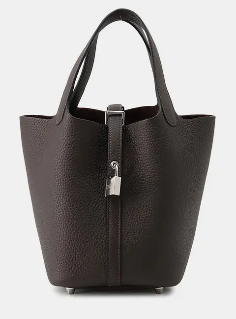 Hermes Picotin Lock PM Etain Taurillon Clemence Leather Top Handle Bag