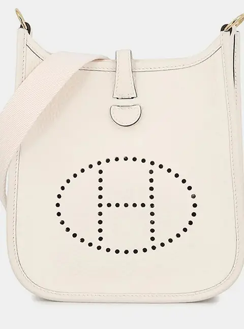 Hermes Evelyne TPM Nata Taurillon Clemence Leather Shoulder Bag