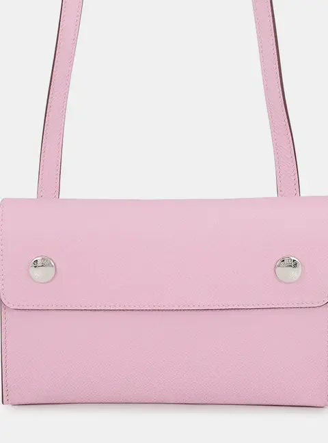 Hermes Nap To Go Mauve Sylvestre Epsom Leather Shoulder Bag
