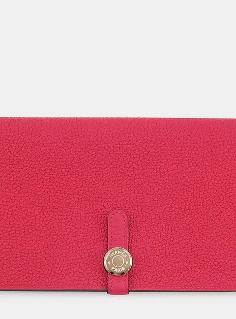 Hermes Dogon Duo Framboise Togo Calfskin Leather Wallet Bag