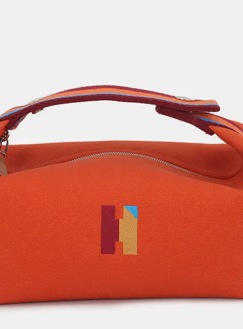 Hermes Brid-a-Brac PM Orange Feu Canvas Pouch Bag