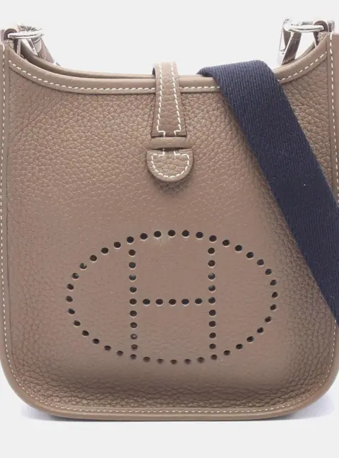 Herm&egrave;s Evelyne TPM Etoupe Taurillon Cl&eacute;mence Leather Shoulder Bag