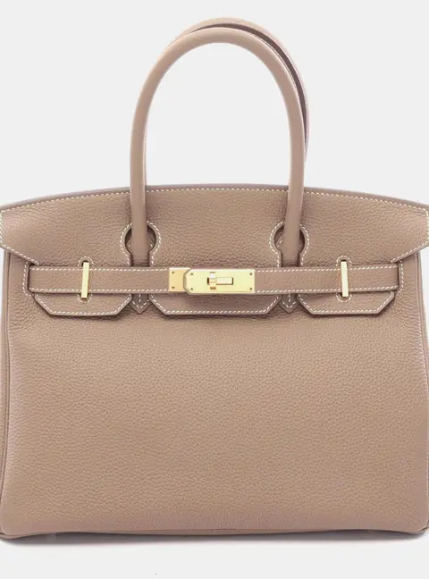 Herm&egrave;s Birkin 30 Etoupe Togo Calfskin Leather Top Handle Bag
