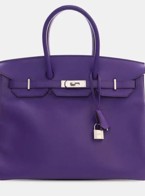 Hermes Birkin 35 Iris Epsom Calfskin Leather Top Handle Bag
