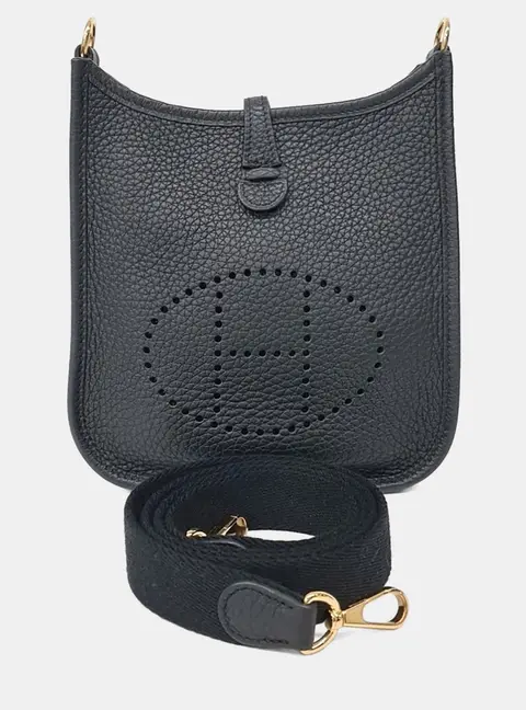 Hermes Evelyne 16 Black Togo Calfskin Leather Crossbody Bag