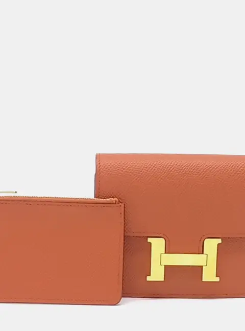 Hermes Constance Slim Wallet Brown Epsom Leather Wallet Bag