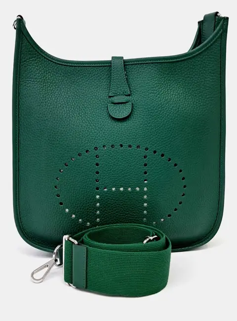 Hermes Evelyne 29 Green Clemence Leather Crossbody Bag