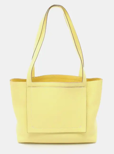 Herm&egrave;s Cabasellier 31 Yellow Taurillon Clemence Leather Tote Bag