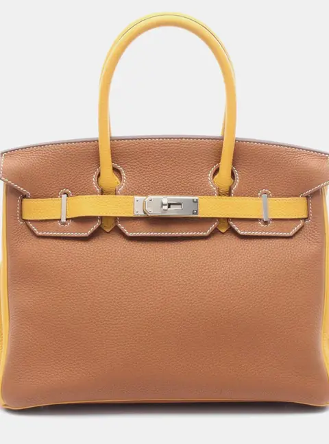 Herm&egrave;s Birkin 30 Gold Jaune Ambre Togo Calfskin Leather Top Handle Bag