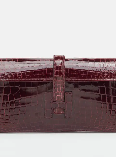 Hermes Elan Jige 29 Bourgogne Shiny Niloticus Crocodile Clutch