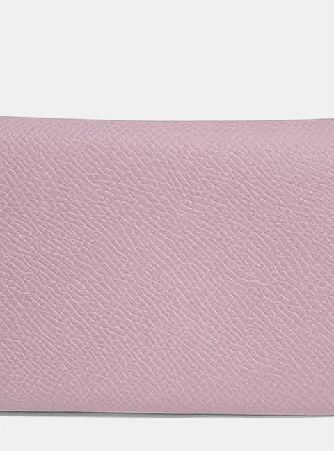 Hermes Pink Leather Calvi Duo Card Holder (K)