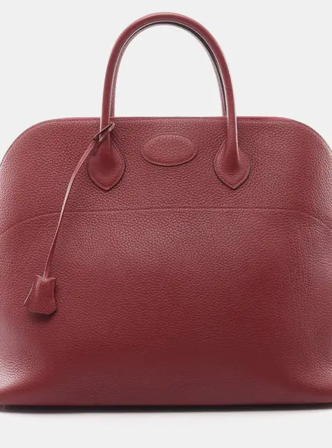 Herm&egrave;s Bolide 45 Rouge H Taurillon Clemence Leather Top Handle Bag