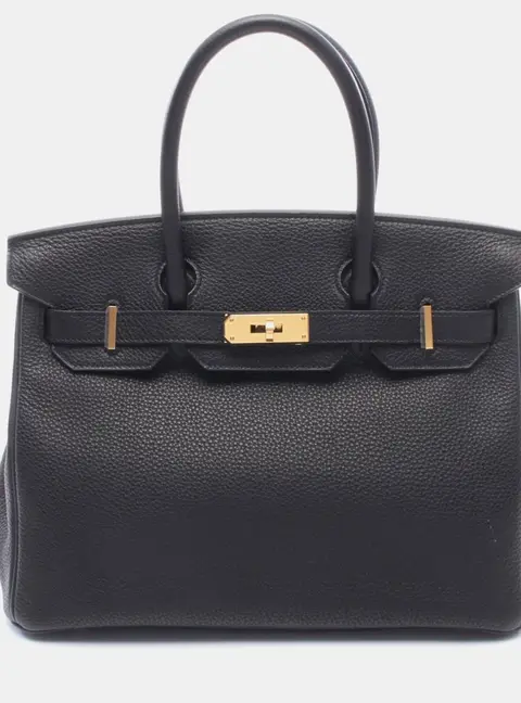 Hermes Birkin 30 Black Togo Calfskin Leather Top Handle Bag