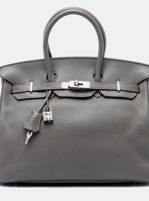 Hermes Birkin 35 Clemence Calfskin Leather Top Handle Bag