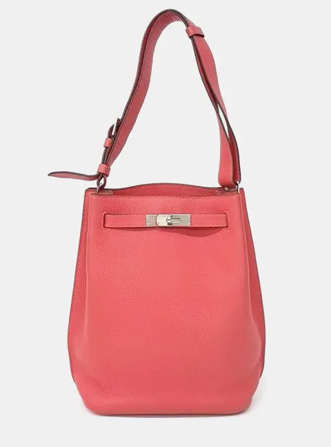 Hermes So Kelly 22 Rouge Casaque Togo Calfskin Leather Hobo Bag