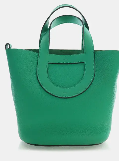 Hermes In -the -Loop 18 Menthe Taurillon Clemence Veau Swift Calfskin Leather Top Handle Bag