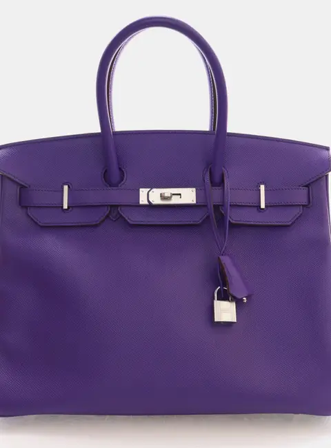 Hermes Birkin 35 Iris Epsom Calfskin Leather Top Handle Bag