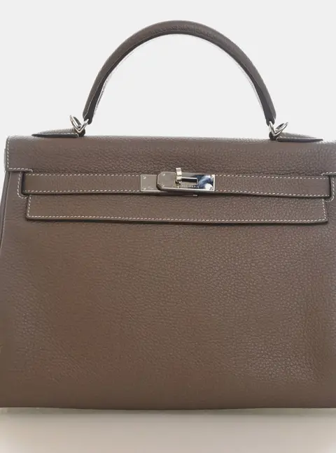 Hermes Kelly 32 Etoupe Togo Calfskin Leather Top Handle Bag