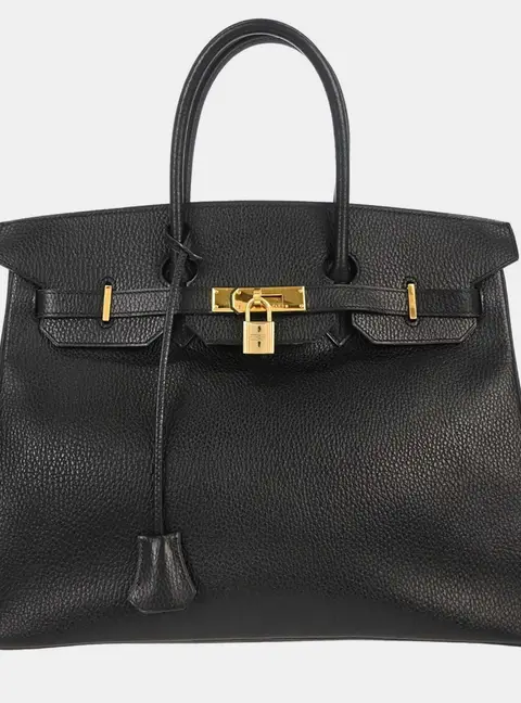 Hermes Birkin 35 Black Ardennes Calfskin Leather Top Handle Bag
