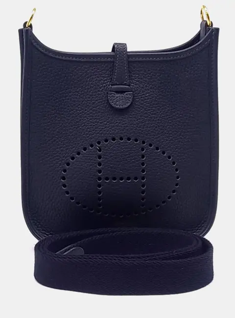 Herm&egrave;s Evelyne 16 Navy Blue Leather Bag  (Z)