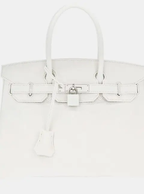 Hermes Birkin 30 White Togo Calfskin Leather Top Handle Bag