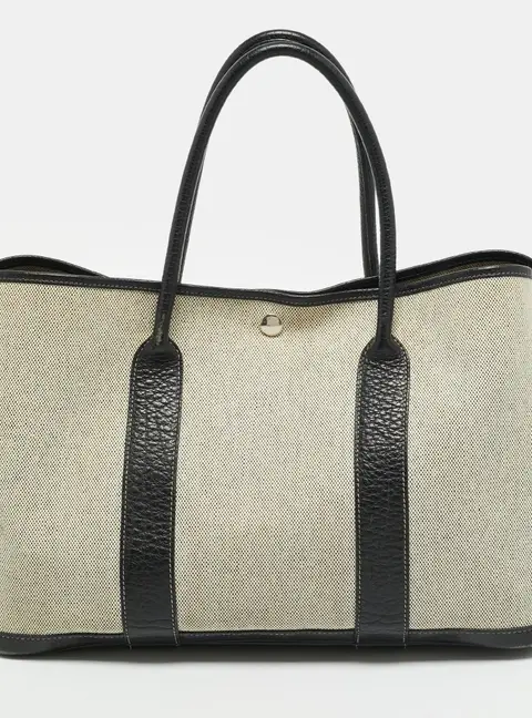 Herm&egrave;s Garden Party 36 Ecru/Noir Toile and Negonda Leather Bag