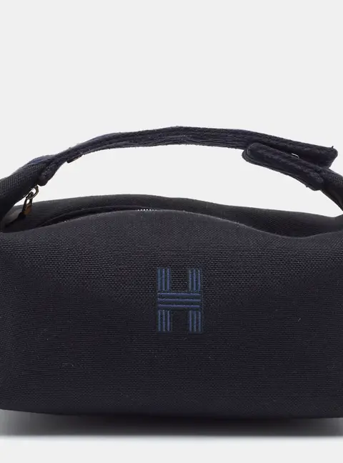 Herm&egrave;s Bride-&agrave;-Brac Small Noir/Bleu Nuit Canvas Pouch