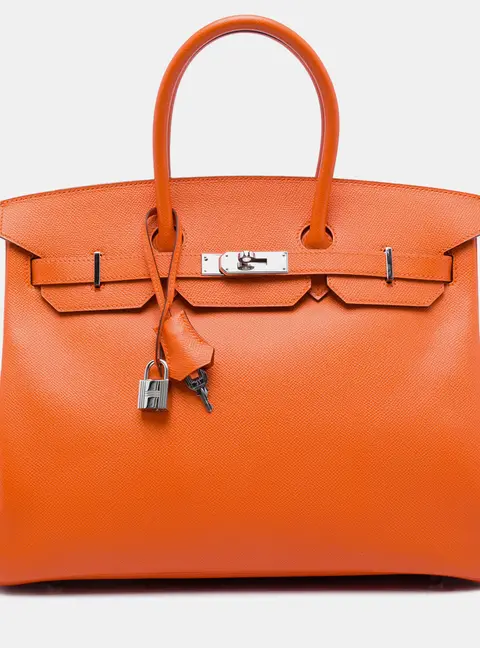 Hermes Birkin 35 Orange Epsom Leather Top Handle Bag