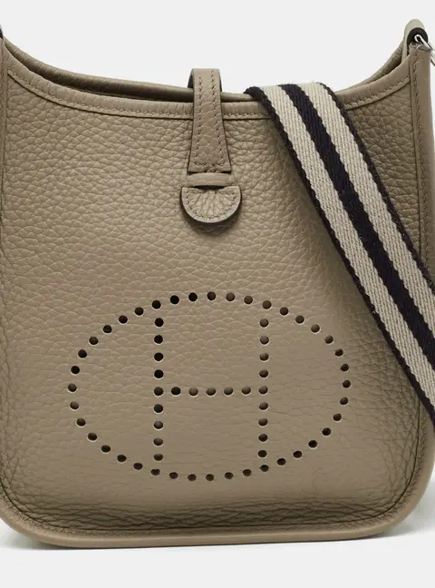 Herm&egrave;s Evelyne Amazone TPM Beige Marfa/Noir Taurillon Clemence Leather Crossbody Bag