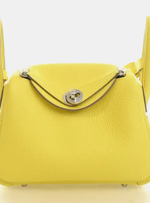 Hermes Lindy Mini 20 Lime Taurillon Clemence Leather Shoulder Bag