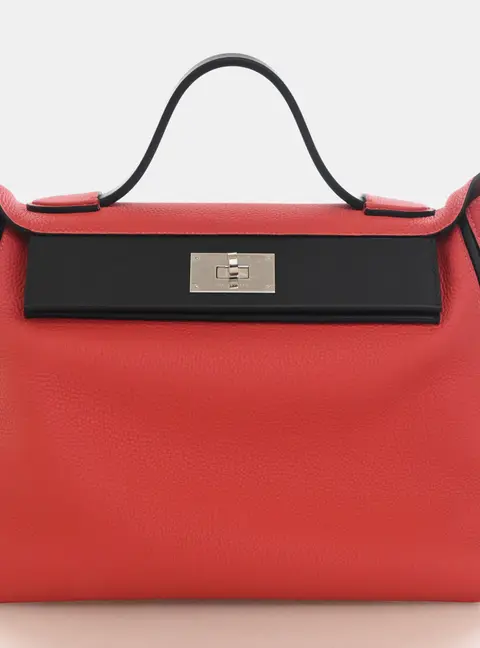 Hermes 24/24 35 Rouge Pivoine Taurillon Clemence Swift Leather Top Handle Bag