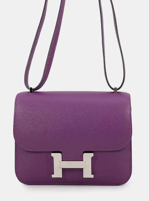 Hermes Constance3 Verso Anemone/Cassis Chevre Myzore Goatskin Size Mini